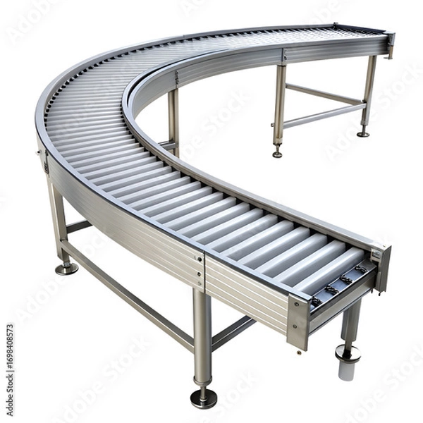 Fototapeta Factory curved conveyor belt isolated on transparent background
