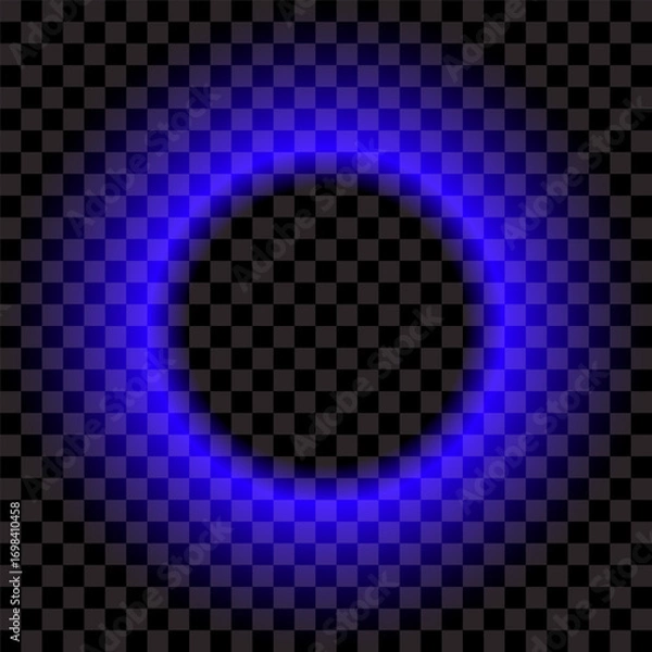 Obraz Dark blue shadow effect, neon ring, vector illustration.
