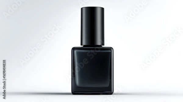 Fototapeta Sleek black bottle with matte cap, showcasing minimalist design that exudes luxury and sophistication. Perfect for high end cosmetic or fragrance products