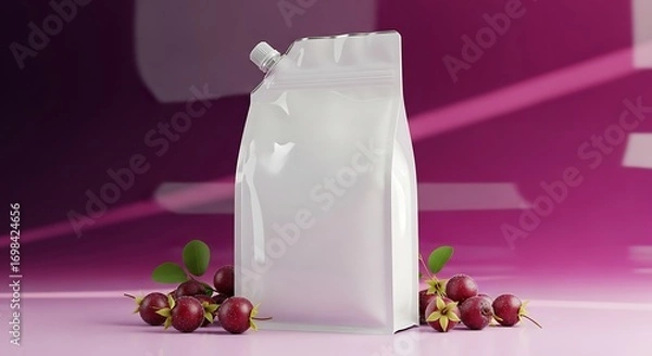 Fototapeta Glossy Pouch with Spout and Berries