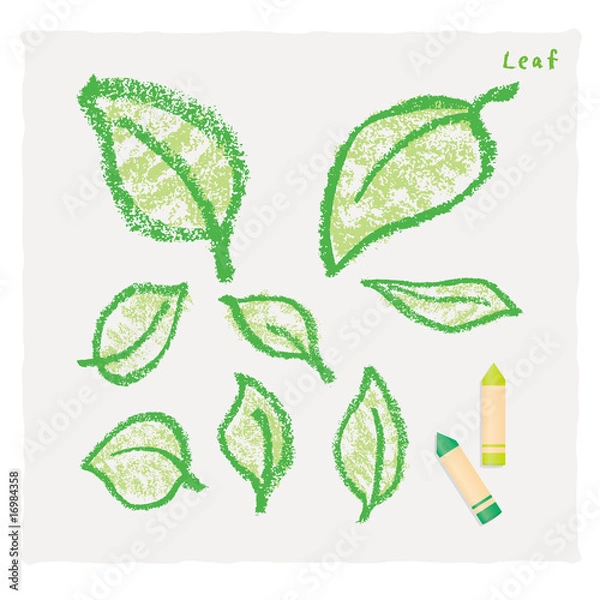 Obraz クレヨンで描いた葉っぱ