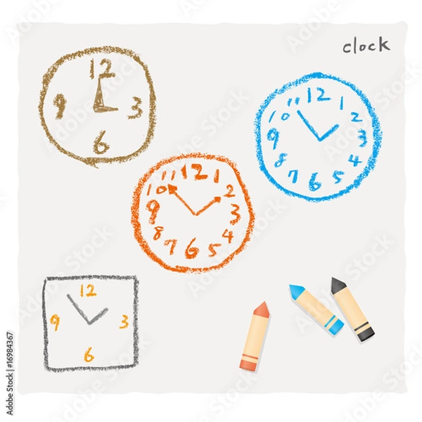 Obraz クレヨンで描いた時計