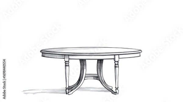 Fototapeta Oval dining table drawing