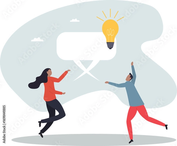 Fototapeta Communicate idea in business discussion, effective communication to brainstorm and come up with solution or result .about a man and his life.