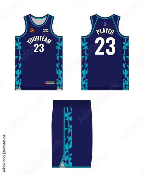 Fototapeta Basketball jersey template design, basketball uniform mockup design, vector sublimation sports apparel design, jersey basketball ideas.