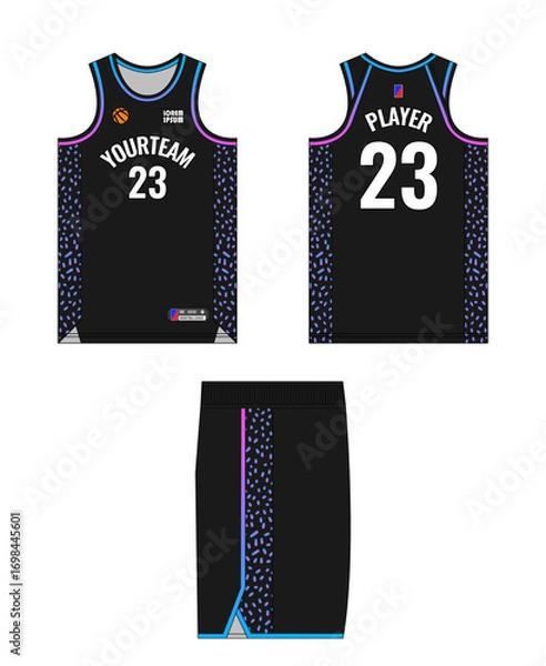 Fototapeta Basketball jersey template design, basketball uniform mockup design, vector sublimation sports apparel design, jersey basketball ideas.