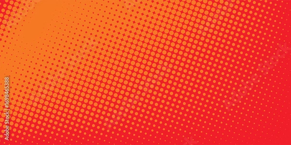 Fototapeta Dots halftone orange color pattern gradient texture with technology digital background. Dots pop art comics with summer background. vector ilustration
