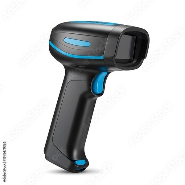 Fototapeta qr code scanner gun for school inventory systems, isolated on white background