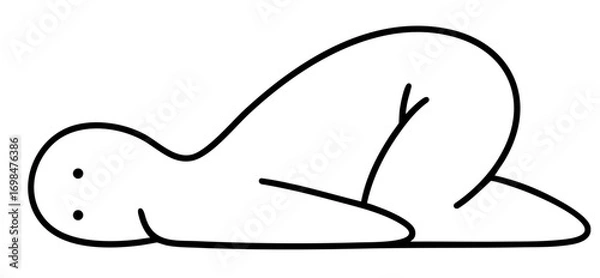 Fototapeta character lying curled in fetal-like position symbolizing depression