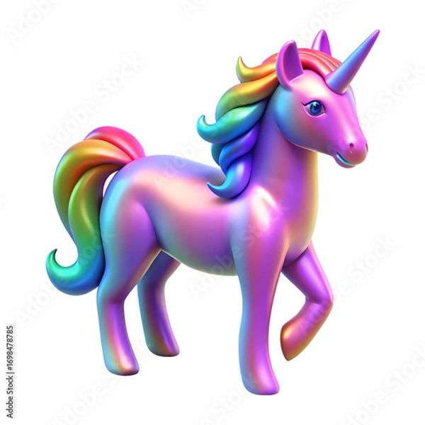Fototapeta Unicorn Figure in Vibrant Gradient Holographic Colors , Minimal Surrealism Concept