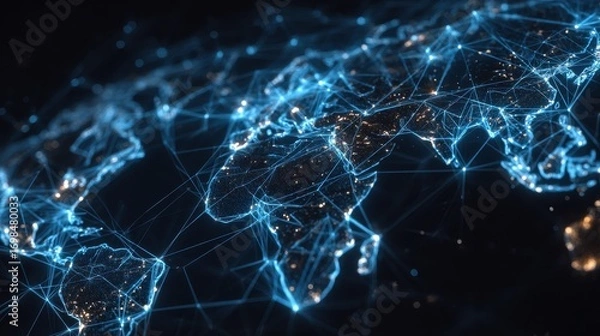 Fototapeta Creative network and world hologram background