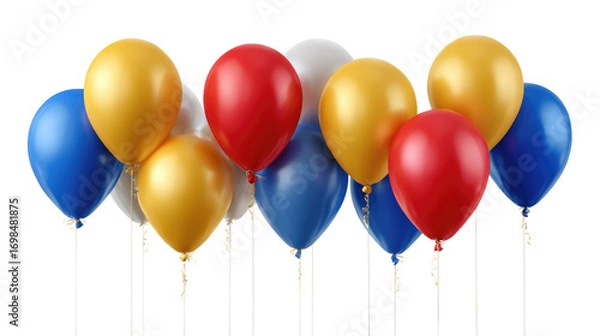 Fototapeta Balloons: A vibrant collection of colorful balloons float gracefully, evoking a sense of joy and celebration. The composition captures a playful atmosphere with the balloons.
