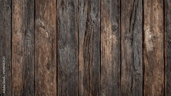 Fototapeta Rustic dark forest wood texture with vertical planks for interior design inspiration