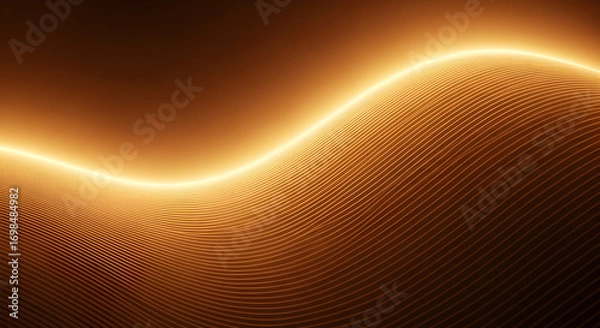 Fototapeta Golden wave pattern with glowing light, creating a mesmerizing and dynamic visual effect for backgrounds, designs, and digital art projects