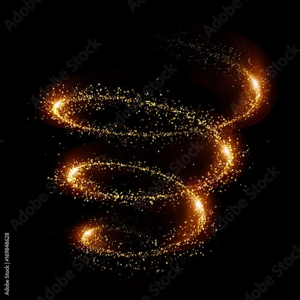 Obraz Particle abstraction spiral black background. 3d image, 3d rendering.