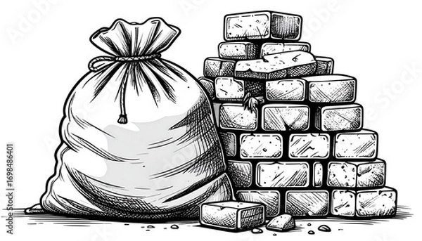 Obraz Sack and crumbling wall