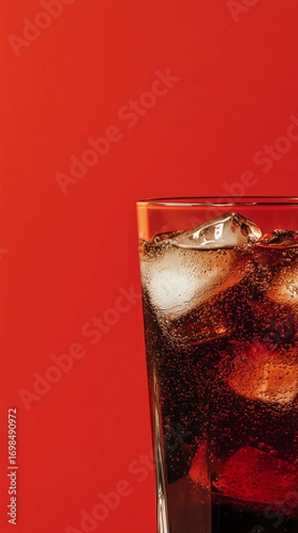 Fototapeta Refreshing Cold soda glass of Iced Beverage Modern Setting High-Quality Photo Vibrant Colors Close-Up Perspective Beverage Photography