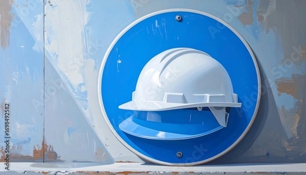 Obraz Safety helmet sign on a wall