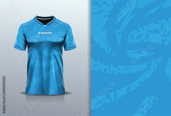 Fototapeta Sport jersey design template mockup curve line for football soccer, racing, running, e sports, blue sky color