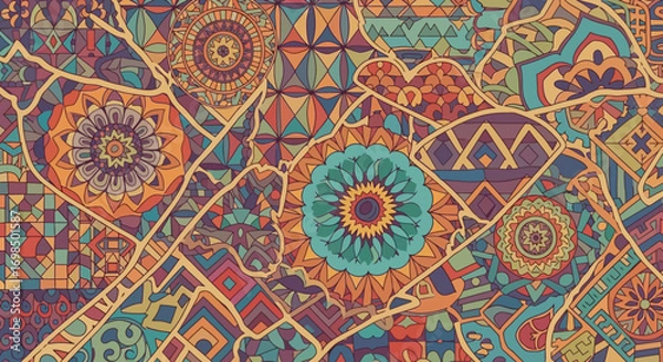 Fototapeta Complex Mandala and Geometric Pattern Design.