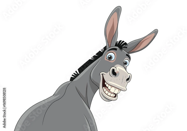 Obraz Humorous animated donkey grinning with big teeth and ears perked