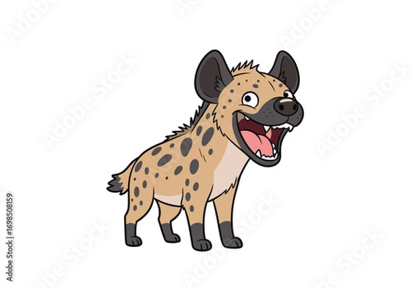 Obraz A funny cartoon hyena grinning with its mouth wide open