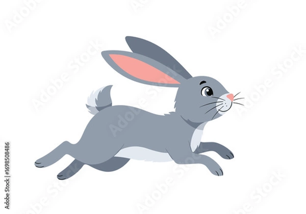 Obraz An animated bunny rabbit hopping with energy across a white background