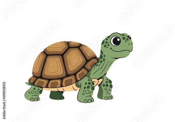 Obraz Adorable cartoon turtle with big eyes and textured shell walking slowly