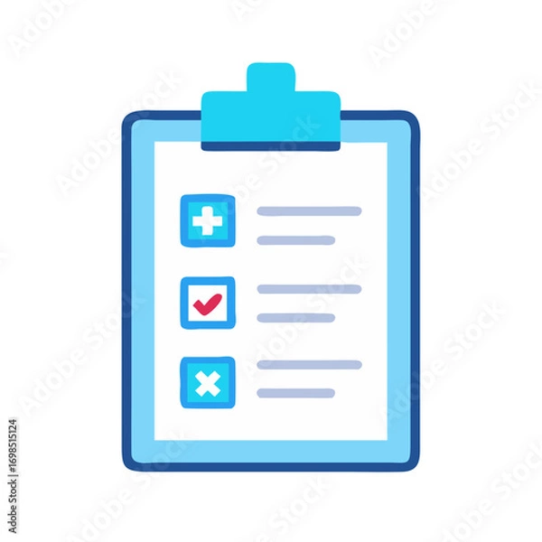 Fototapeta Medical checklist clipboard with options flat vector design