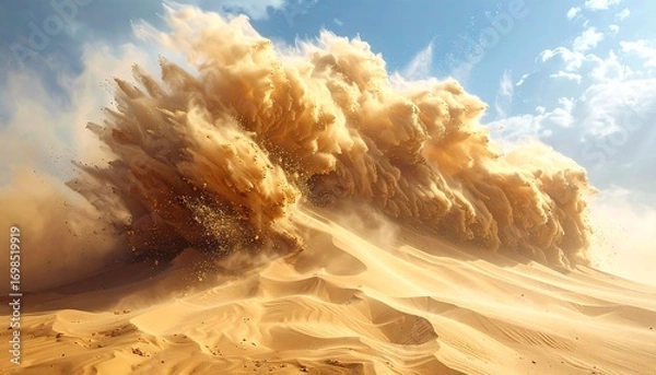 Obraz Sandstorm erupts over dunes