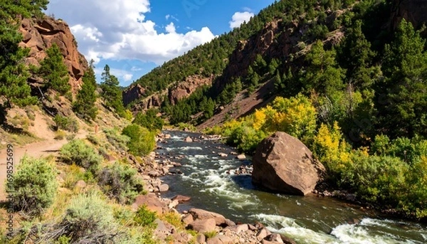 Obraz Mountain river flowing through a canyon