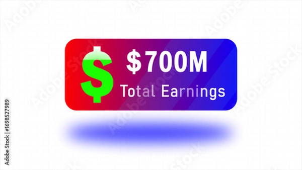 Obraz Dollar Growth Animation From 700 Million With White Background, Income Growth Meter From 700 Million Dollar Icon on Total Earnings Illustration