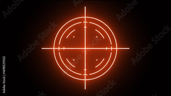 Fototapeta Digital radar screen with glowing blue neon circles and sweep, highlighting concept of detection, analysis, and technological monitoring, set against black background.