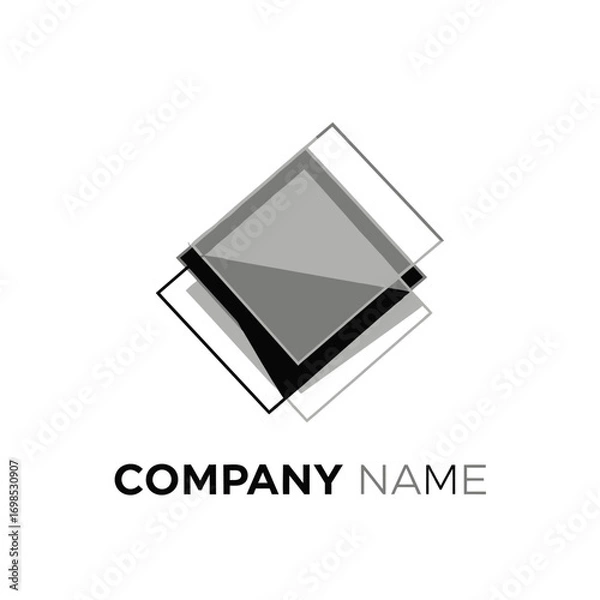 Fototapeta overlapping gray squares logo design.