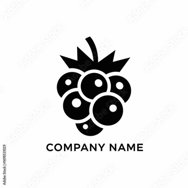 Fototapeta Simple black raspberry fruit icon logo design template.