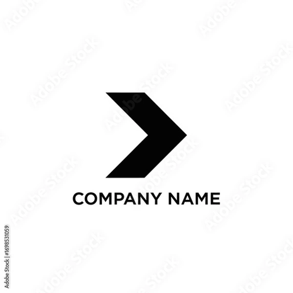 Fototapeta Simple black right pointing arrow logo for company branding.