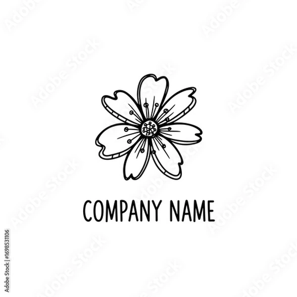 Fototapeta Simple Line Drawing of a Flower.