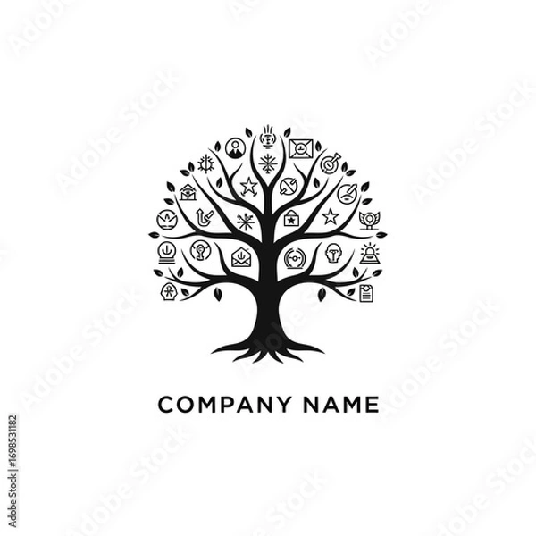 Fototapeta Tree of Life Logo Design with Various Symbols.