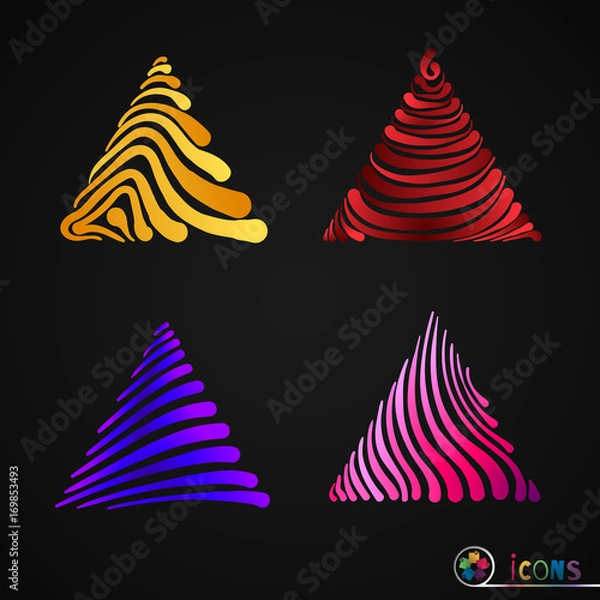 Fototapeta Set of multicolor triangle drawn by hand. Isolated objects for design. Children's, bright, colorful, halftone