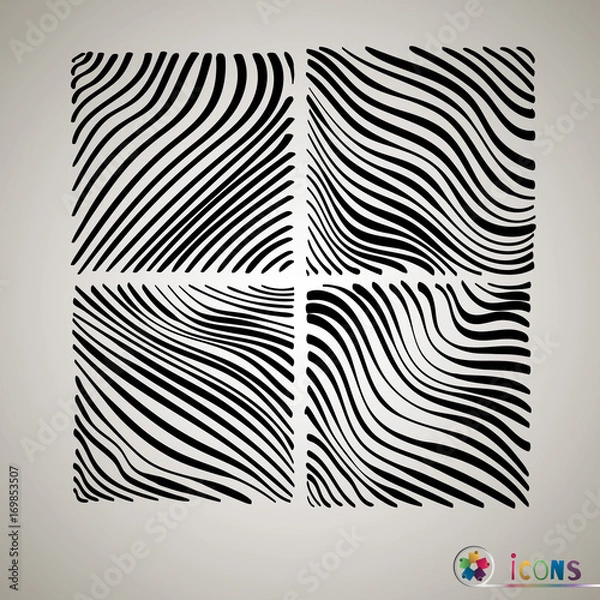 Fototapeta isolated Element of the pattern. Set of patterns in a square in the form of a zebra texture. Element of design. Halftone, parallel lines