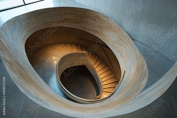 Fototapeta stairs melting into a swirling vortex optical illusion