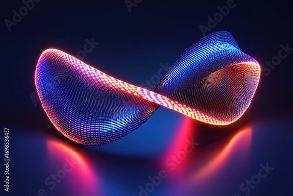 Fototapeta twisted Möbius strip glowing with neon optical illusion