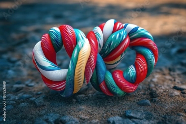 Fototapeta twisted ribbons forming impossible knots optical illusion
