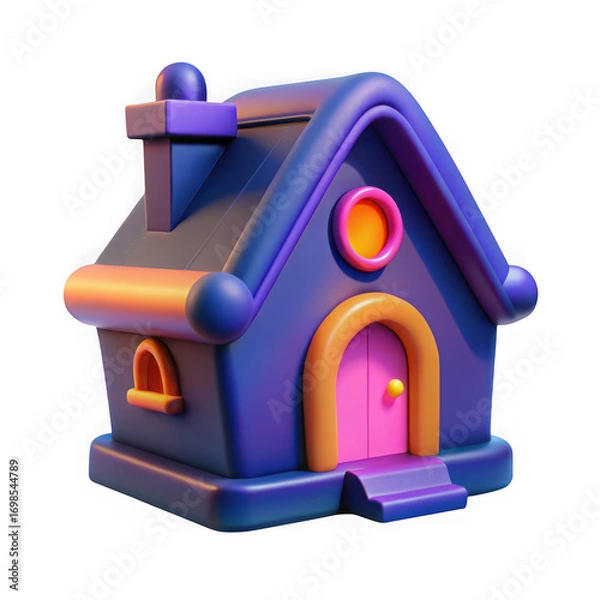 Obraz Cartoon house model isolated on transparent background