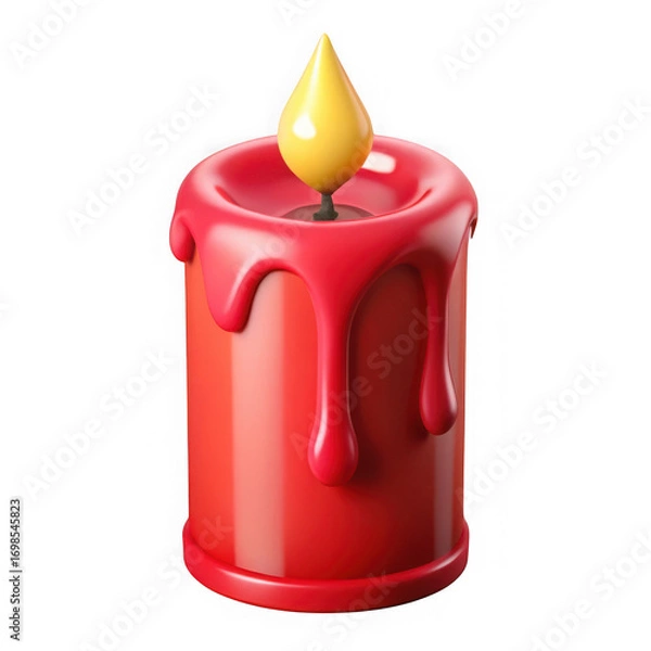 Obraz Red melted wax candle isolated on transparent background