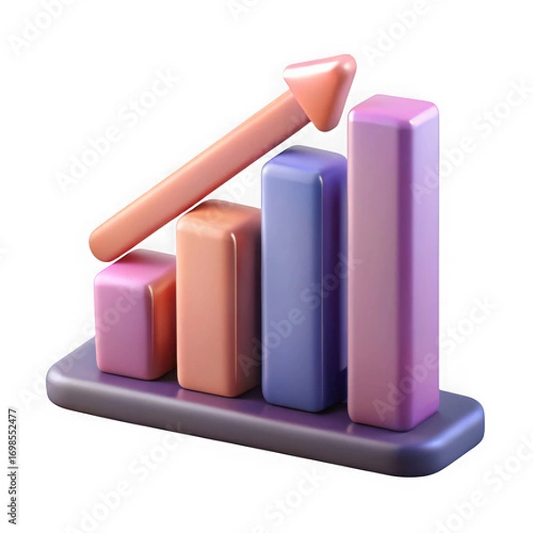 Obraz 3d rendered growth chart isolated on transparent background