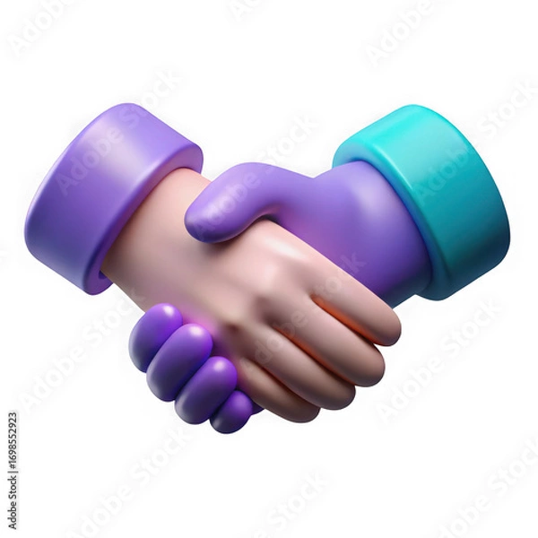 Obraz Cartoon hands shaking deal agreement isolated on transparent background