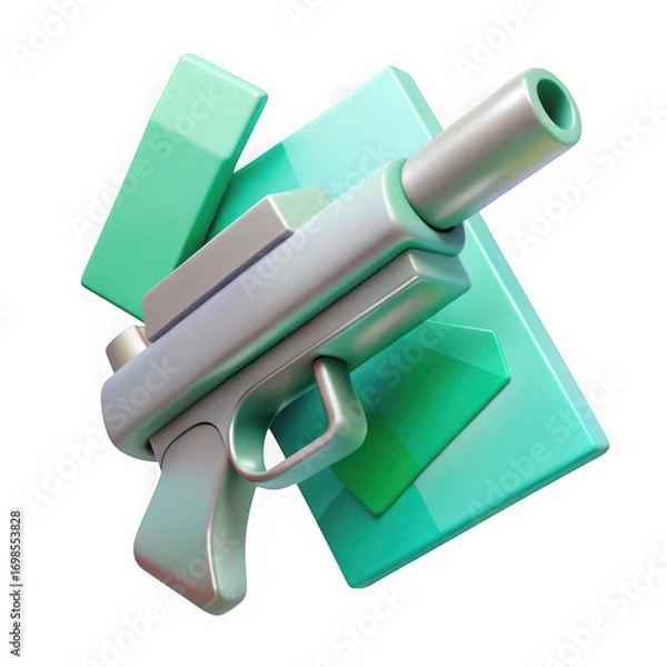 Obraz Metallic toy gun isolated on transparent background