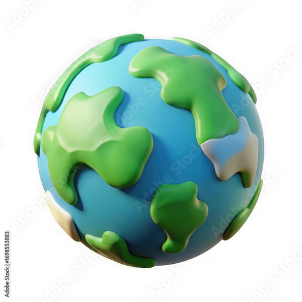 Obraz Cartoon earth globe isolated on transparent background