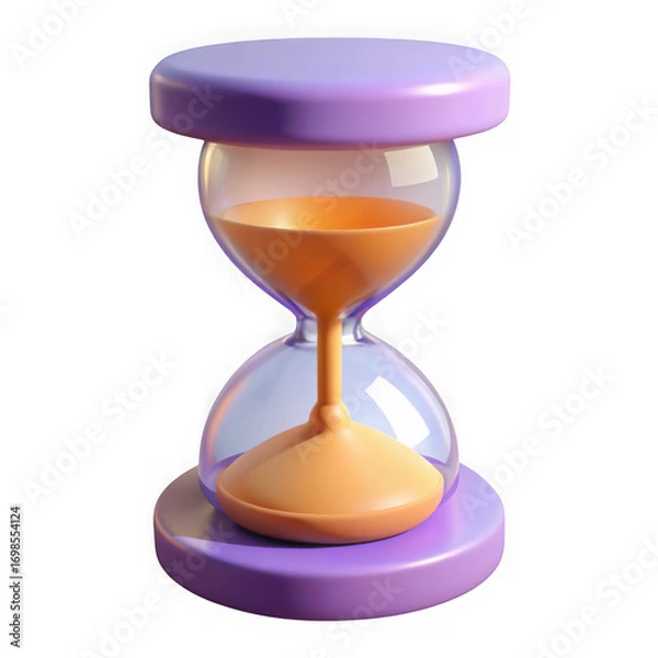 Obraz Purple and orange hourglass isolated on transparent background